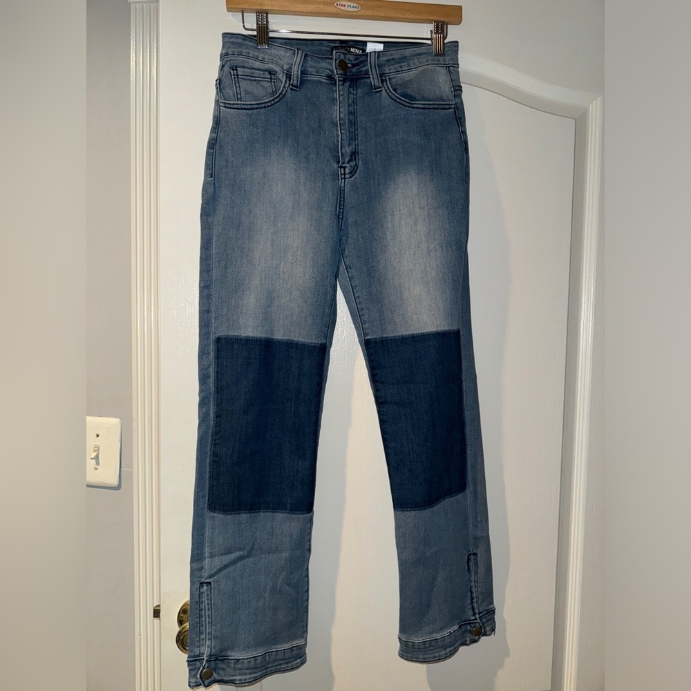 Fashion Nova women Denim Jeans with Dark Patchwork